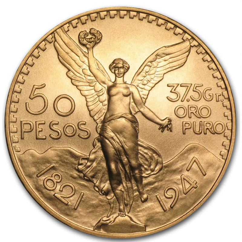 Mexican Gold 50 Pesos Coin - 1947 - Royal Bull